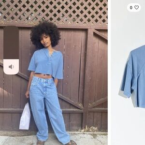 BDG Urban Outfitters Cropped Lily Cropped Henley Tee